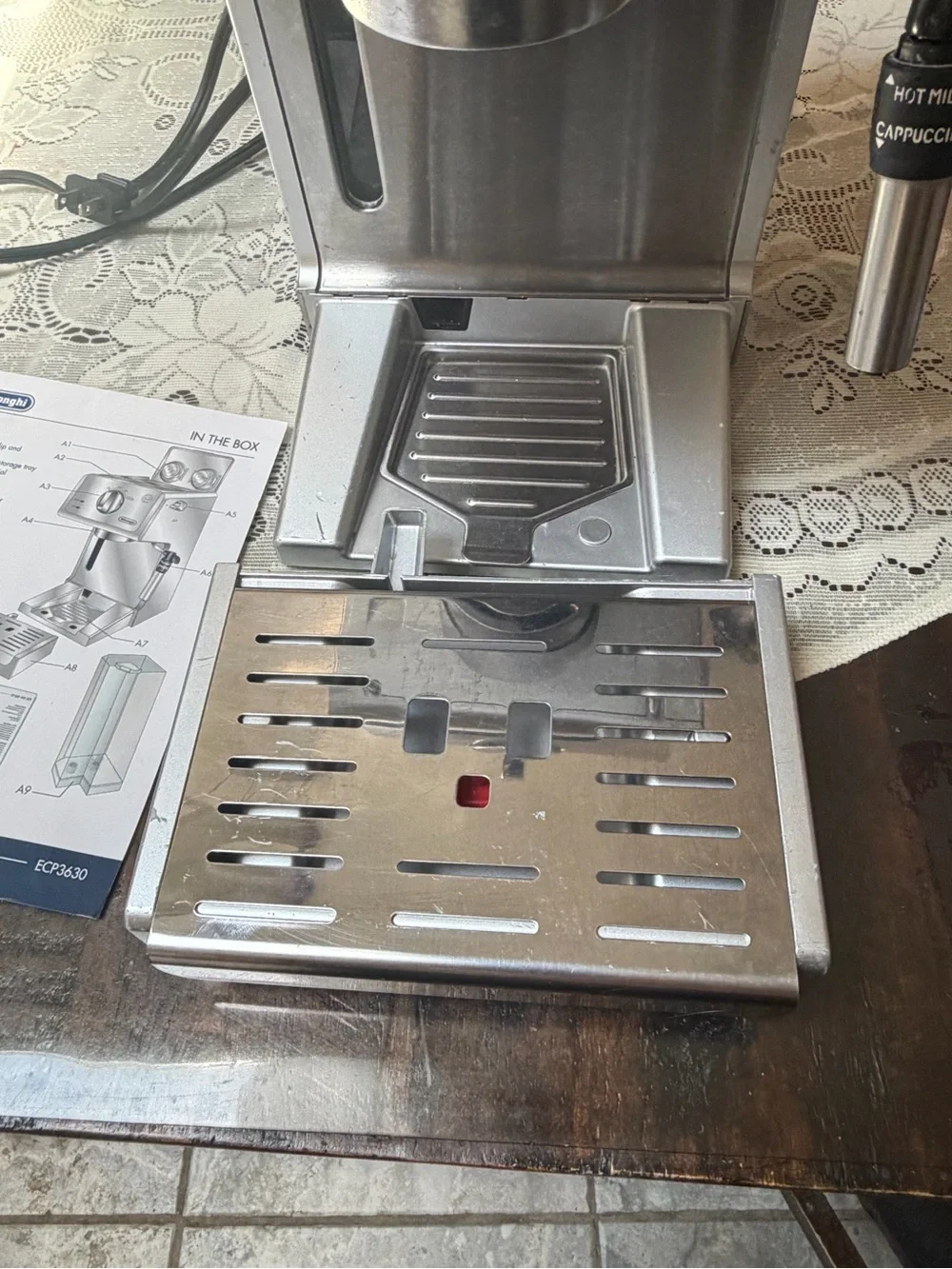 DeLonghi Stainless Steel Espresso , Cappuccino Machine with Portafilter - Silver